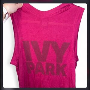 IVY PARK Bold Magenta Logo Tank Top - Y2K Block Style Loose Fitting Cut Off